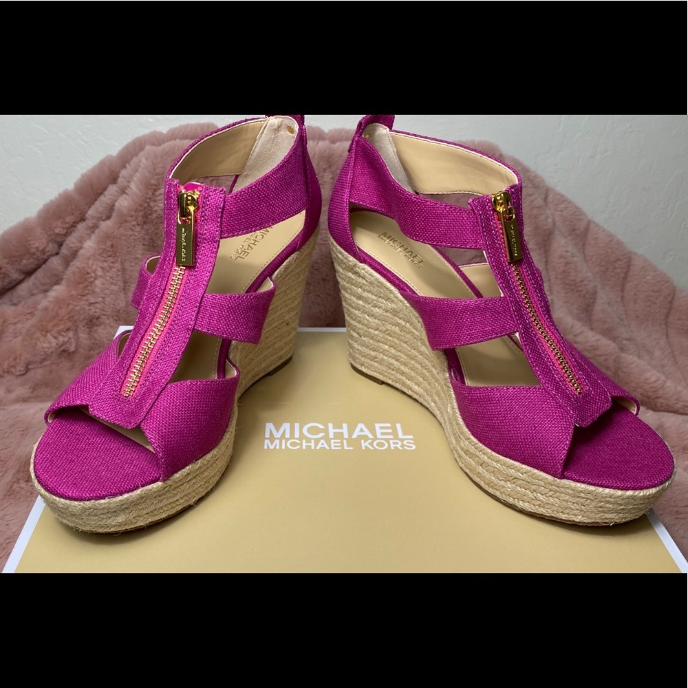 New Michael Kors Damita Platform Wedge Sandals 6.5